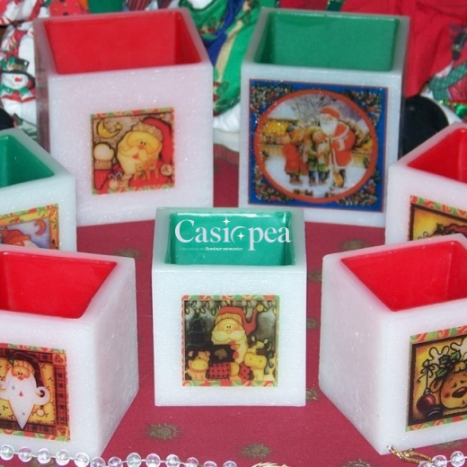 Vela Cubo Navidad 12 cm